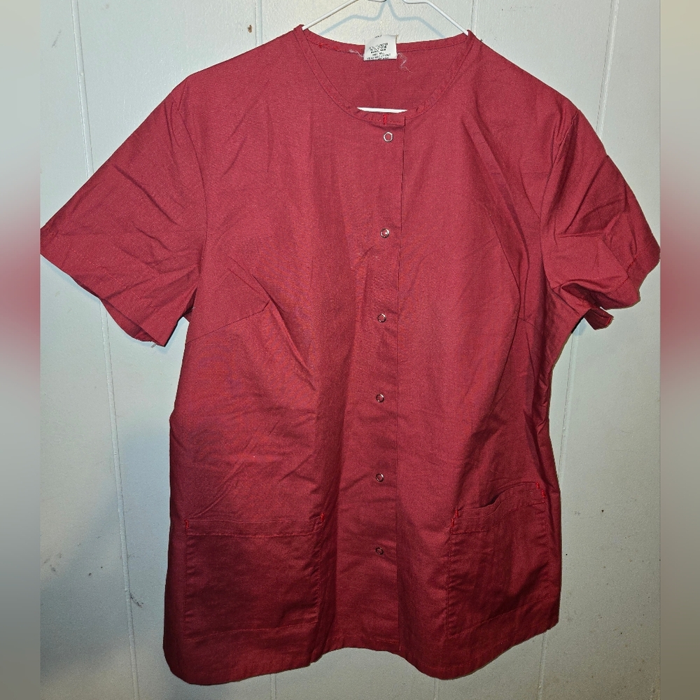 Vintage Medical Scrub Nursing Top Short Sleeve Angelica Size 38/40 Med/Large